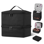 HASTHIP® Organizador de Esmaltes de Uñas,Estuche Doble Capas Portátil para 30 Botellas (15ml),Bolsa Viaje con Asa,Gran Capacidad para Lámpara y Herramientas Manicura Impermeable