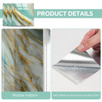 HASTHIP Wall Decorative Stickers for Home Decor with Tin Foil Adhesive Backing | 10 Pcs 11.8 in Square Marble Pattern Waterproof Tiles