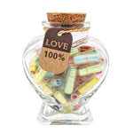 HASTHIP Letters Message in a Bottle for Birthday and Valentines Gift featuring 45pcs Notes | Heart Shaped Glass Drift Bottle for Girlfriend