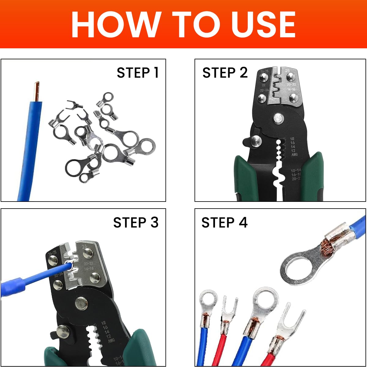 HASHITP 320 Wire Terminals with Crimping Tool