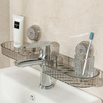 HASTHIP Wall Storage Tray for Kitchen and Bathroom featuring Dual Drain Design and Strong Suction Cups