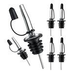 HASTHIP® Liquor Oil Nozzle Bottle Stopper - Oil Dispenser Cap Only Nozzle Spouts Sealer Dispenser for Wine Pourer Stainless Steel Free Flow Bottle with Dust Caps Covers Fixed, Black
