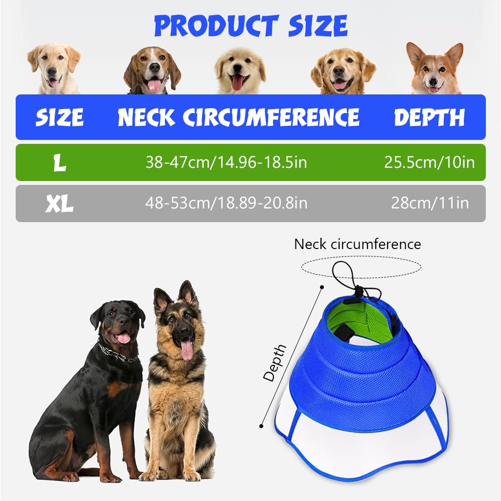 HASTHIP Breathable Soft Dog Recovery Cone Collar with Adjustable Drawstring