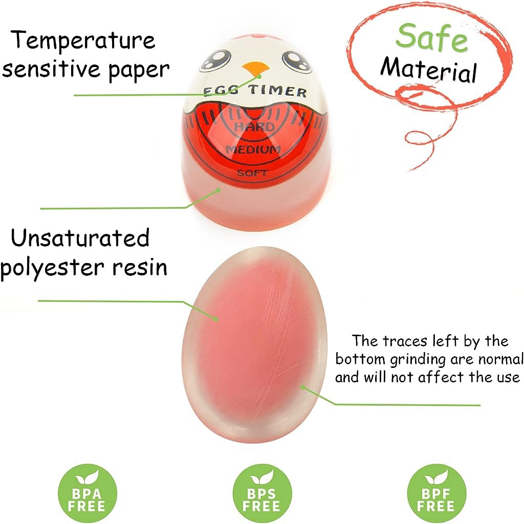 HASTHIP Kitchen Egg Timer for Boiling Eggs with Heat Resistant Color Changing Design 2PCS