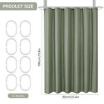 HASTHIP Fabric Shower Curtain for Bathroom with Weighted Hem and 12 Hooks | 72x72 in Green Waterproof Polyester