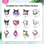 HASTHIP Kawaii Straw Caps for 10mm Stanley Straws featuring 12Pcs Silicone Covers | Hygienic Dust Protection