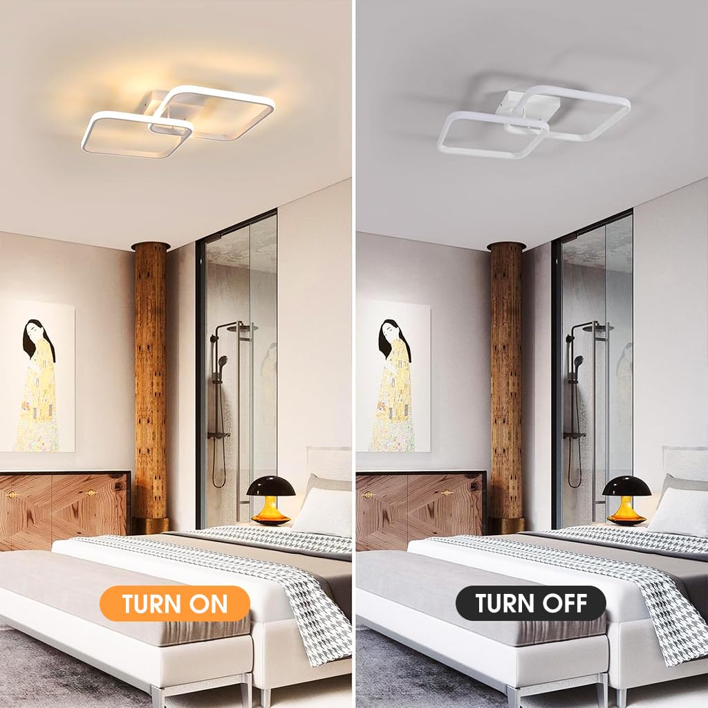 ELEPHANTBOAT® 50W Ceiling Light Modern LED Acrylic Square Ceiling Lamp, Large 3000K Warm White light Lighting Fixtures for Living Room Bedroom Kitchen Study Office, 59CM