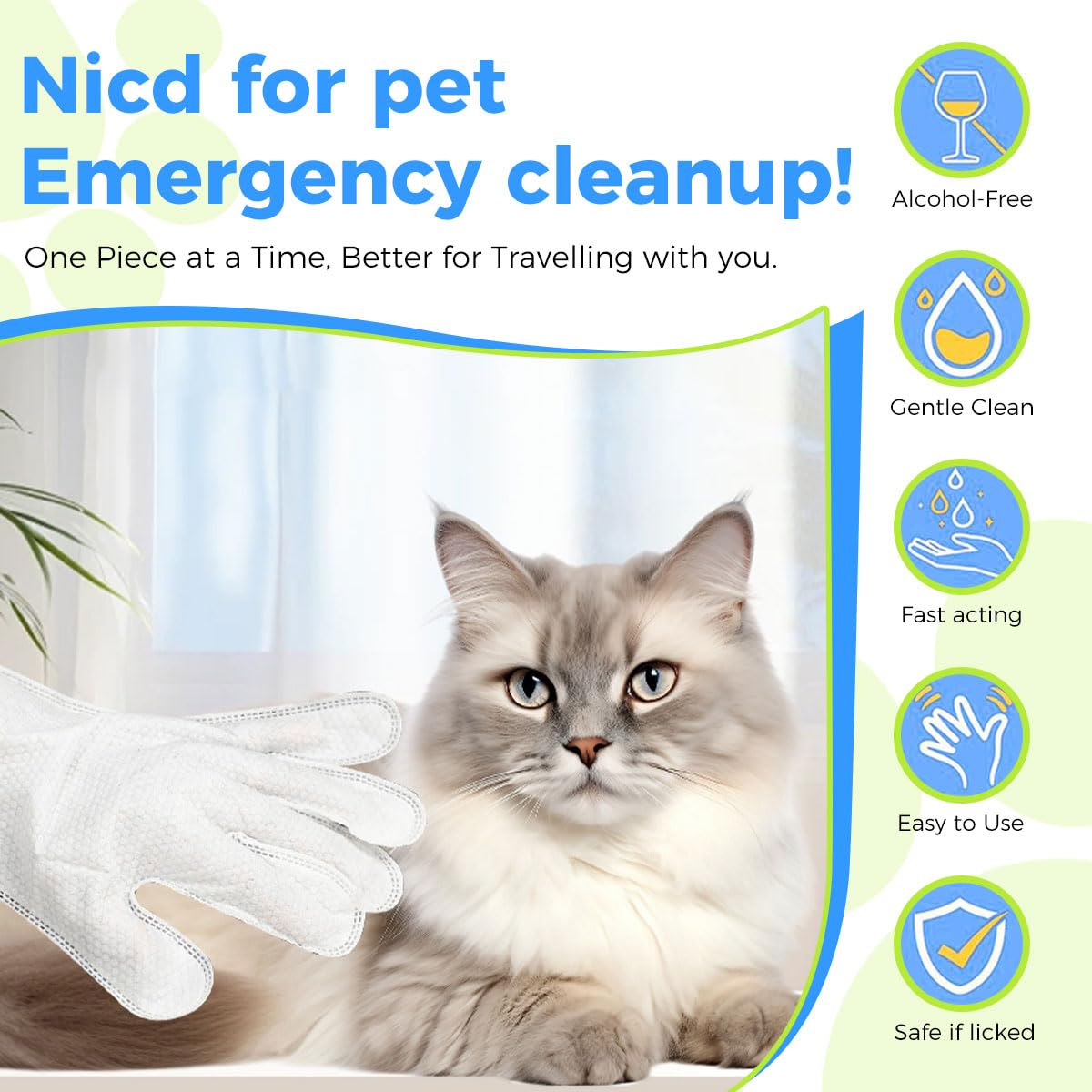 HASTHIP® 20 pair Pet Glove Wipes for Dogs