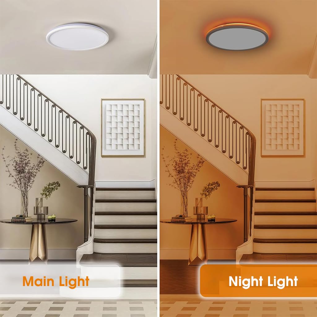 HASTHIP 12" LED Ceiling Light with Remote Control & 3 Color Dimmable Design