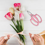 HASTHIP Flower Scissors for Gardening and Floral Arrangement with Stainless Blades and Pink Handle