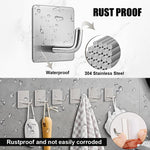 HASTHIP Self Adhesive Wall Hooks for Bathroom and Kitchen with 6.6lbs Capacity | Rust-Proof Stainless Steel Pack of 8