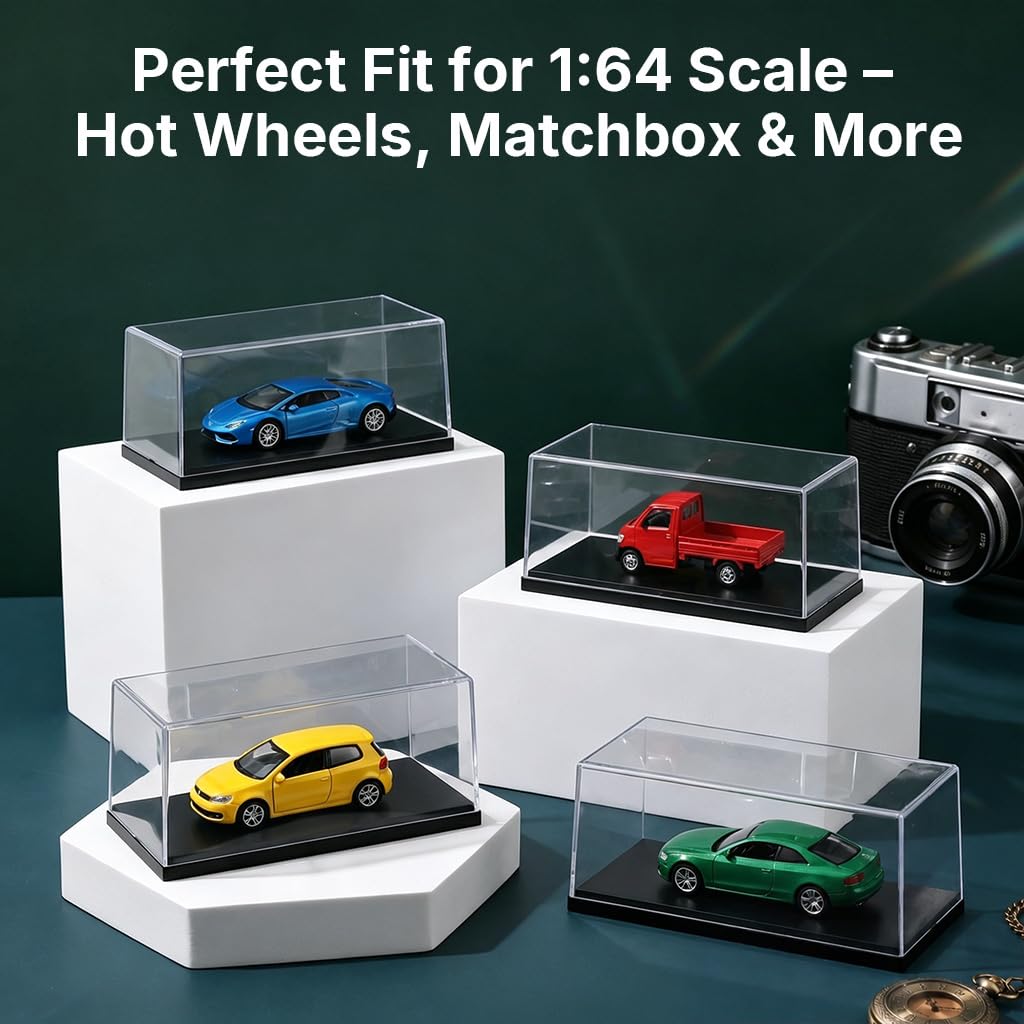 HASTHIP 4-Pack Acrylic Display Cases for 1:64 Scale Model Cars