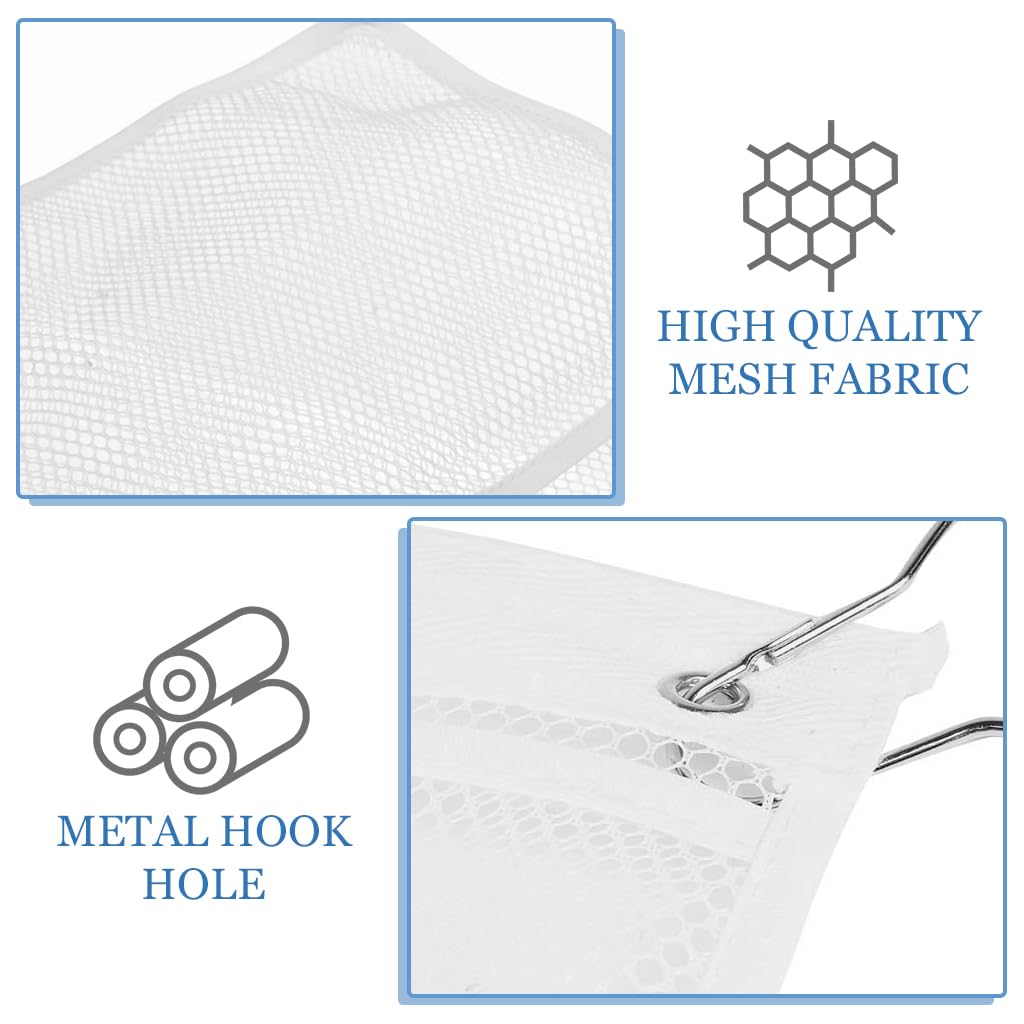 HASTHIP® Bathroom Organizer Bag 6-Pocket Mesh Hanging Organizer for Shower Curtain Rod Mesh Shower Organizer Bag Quick Dry Mesh Shower Organizer Space Saving Bathroom Organizer Pouch