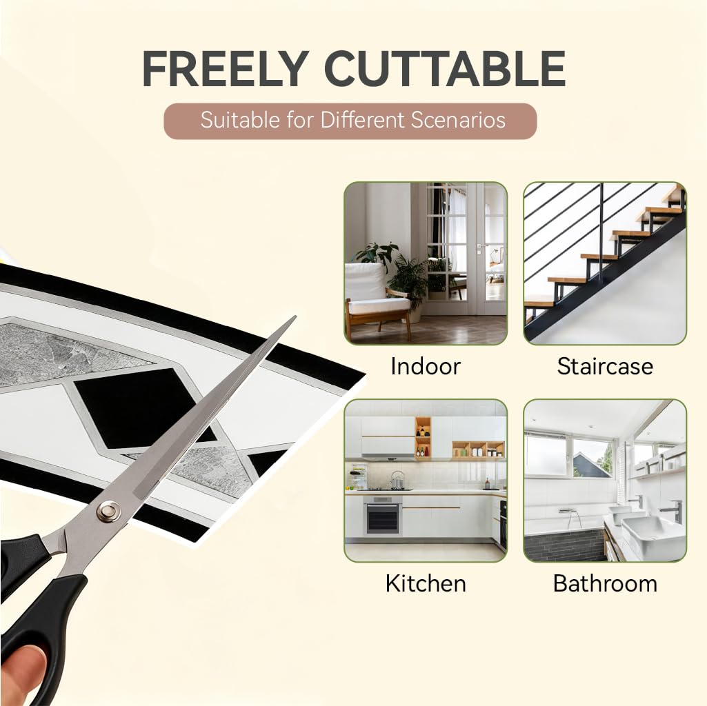 HASTHIP Self Adhesive Molding for Wall Designs with 16.4ft Length and Waterproof PVC | Geometric Pattern Trim