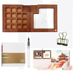 HASTHIP Tear Off Pocket Water Painting Book with 15 Grid Wooden Palette & Brush Pen for Travel Art Sketching | Compact Kit for Creative Painting Anywhere