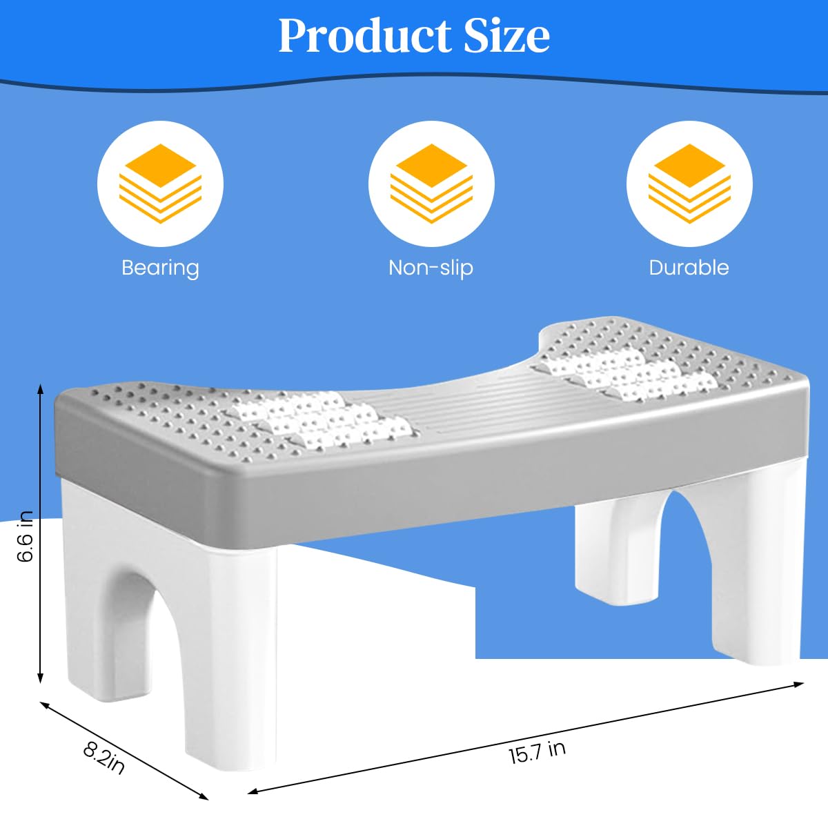 HASTHIP Toilet Stool for Natural Posture with 6 Foot Massager Rollers and Anti Slip Surface 40x21x17cm