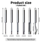 HASTHIP Corer and Pitter Set for Fruits and Vegetables with 11 cm Spiral Serrated Blade | 6 Pieces Stainless Steel Tools with Ergonomic Handles