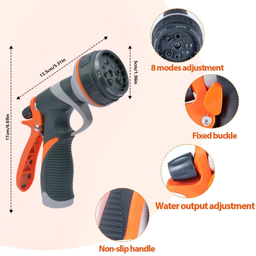 HASTHIP Garden Hose for Lawn and Car Washing with 8 Spray Modes and 25ft Stainless Steel Flexibility