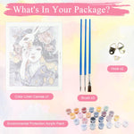 HASTHIP Paint by Number Kit for Japanese Courtesan Art with Acrylic Paints 15.7x20 in Canvas | Ideal DIY Gift and Wall Decor