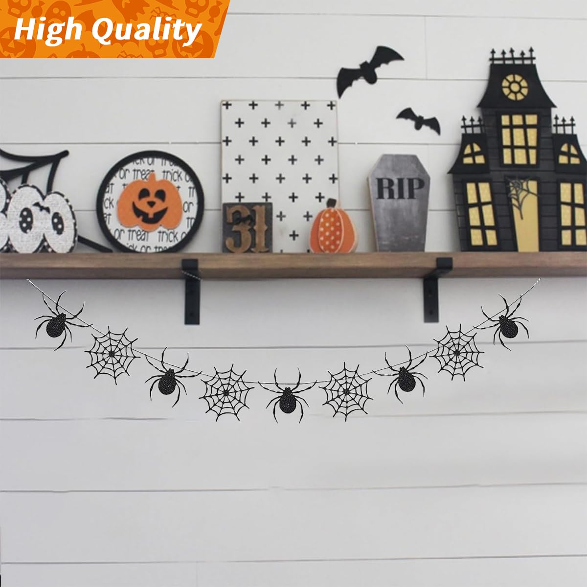 HASTHIP Halloween Wall Decoration for Room and Window with DIY Felt Spider Web Garlands | Pack of 2