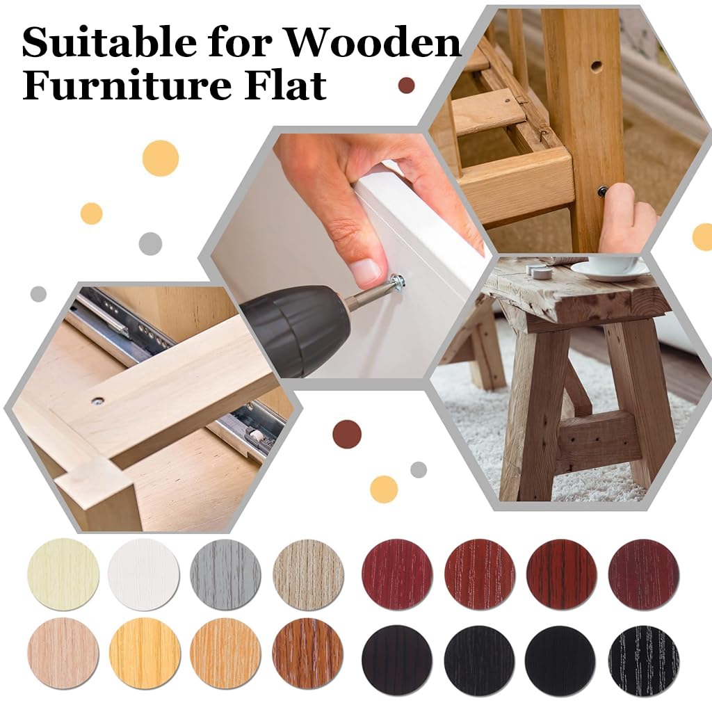 HASTHIP Screw Covers for Furniture with 864 pcs 0.83 in PVC Stickers | Waterproof and Self-Adhesive