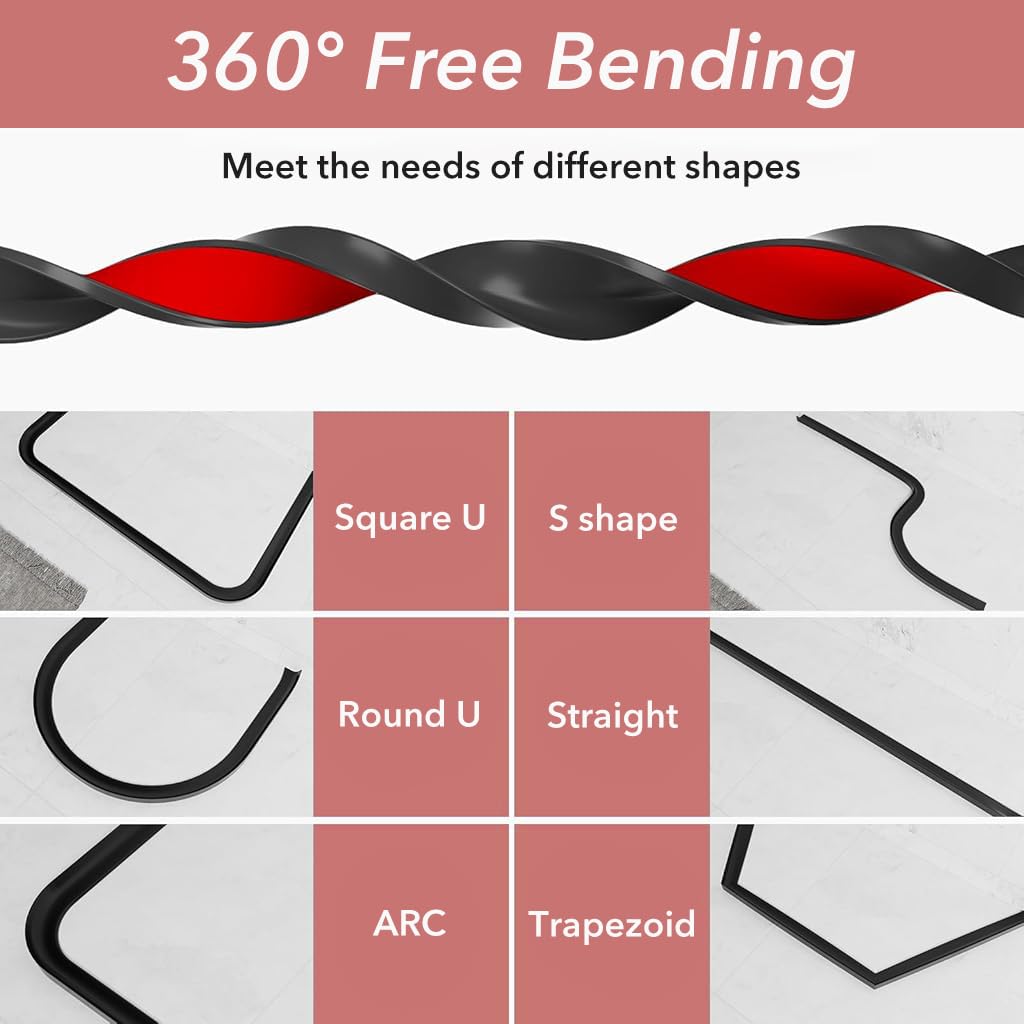 HASTHIP Silicone Water Stopper for Shower with 39 in Self Adhesive Barrier Strip | Bendable TPE Threshold