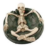 HASTHIP Skeleton Ashtray for Halloween Decor with 3 Cigarette Slots and Resin Craft 4.3x4.9 in