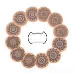 HASTHIP Mandala Coasters for Tea and Coffee Cups with 12pcs 3.9 in Cork Design | Organizer Rack Gift Set