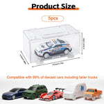 HASTHIP Car Toy Display Box Set for 1:64 Racing Cars with Individual Doors | 5 Stackable Holders