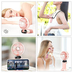 Hand Fan for Women, Mini Small Portable Fan with USB Charging, 5 Speeds Fan with Lanyard, Fragrance Sheet and Base, Built-in 3000mAh Battery, Foldable 90°, LED Battery Level Display (Pink)