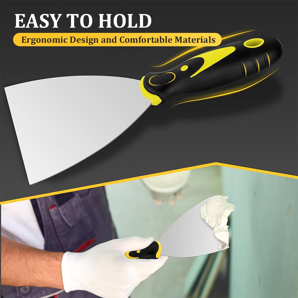 Laybus 10 Piece Stainless Steel Drywall Tools Include Putty Knife Set Taping Knives Painter Scraper Mud Pan Scoop Spackle Tool Kz89x2lv8