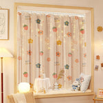 HASTHIP® Cute Curtain Panel Sheer Window Shade 1.2x1.5m, Floral & Strawberry Printed Window Curtain, Lightweight Privacy Drapes with Pre-punched Eyelets, Decorative Curtain for Bedroom, Windows