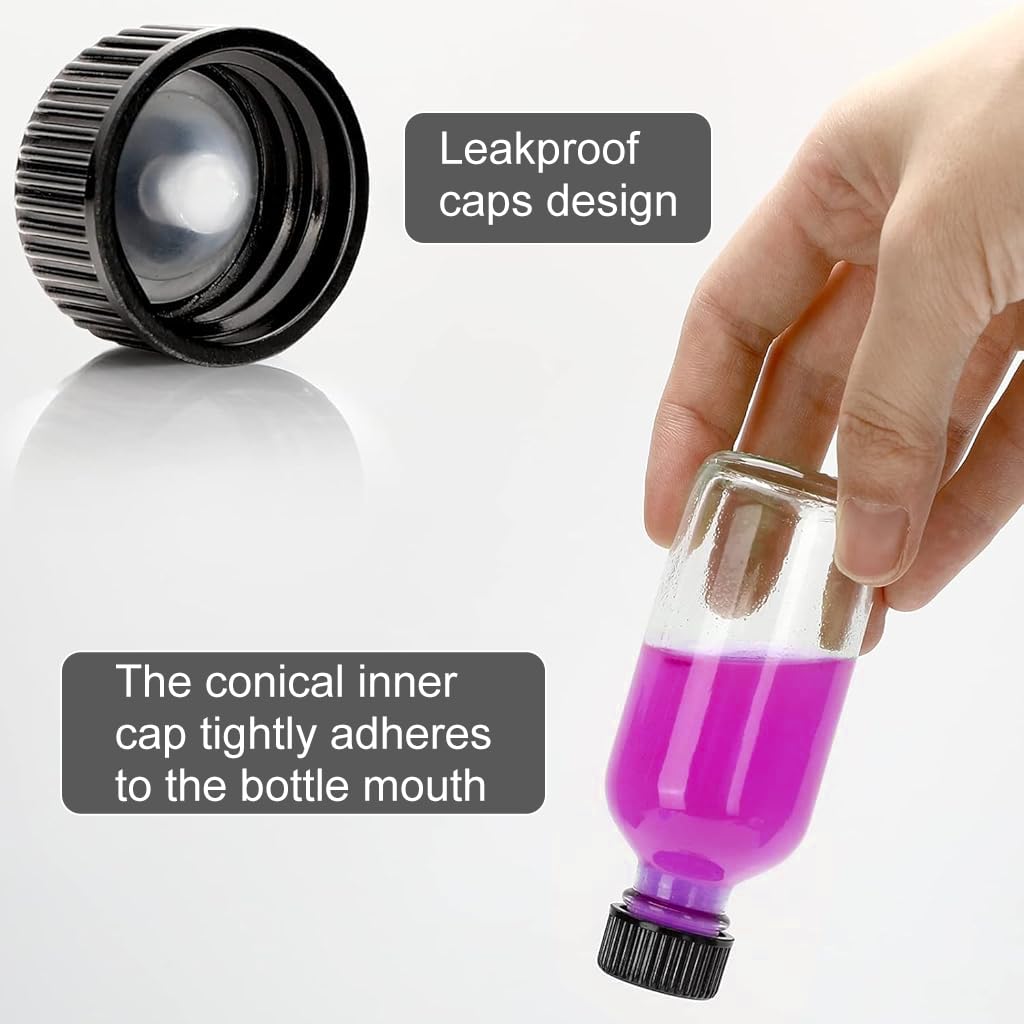 HASTHIP Small Glass Bottles Set for Juice and Drinks with Leak Proof Lids and Funnels | 24PCS 60ml Reusable Containers