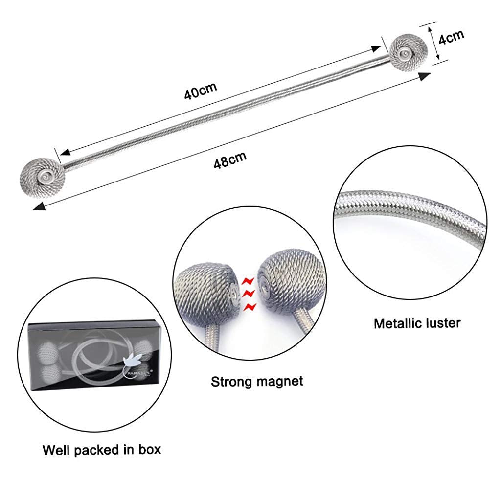 HASTHIP Magnetic Curtain Tiebacks for Home and Office with Strong Nickel Magnet 40cm Rope | Red Pack of 2