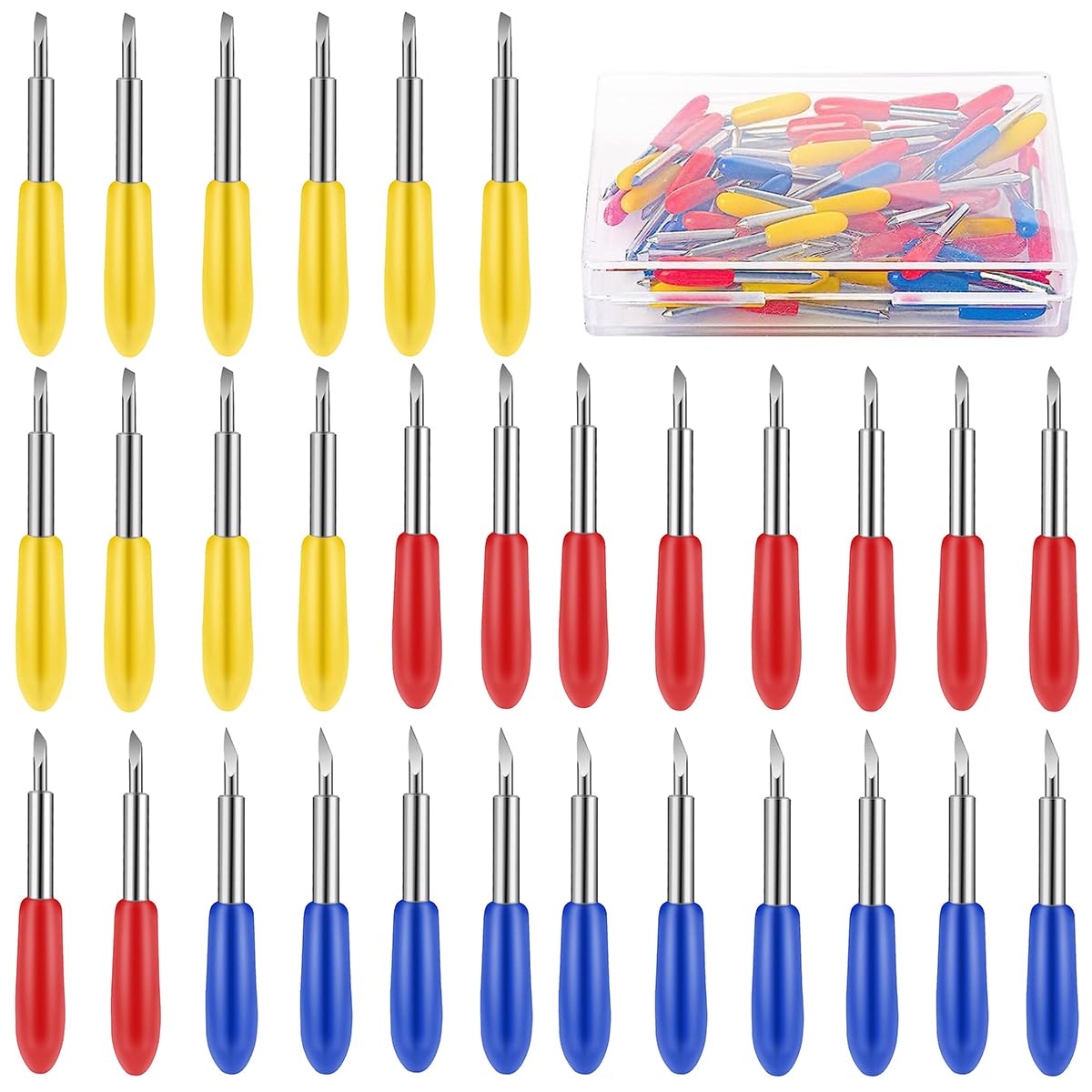 30pcs Fine Point Blades for Cricut Maker 3 Expression/Explore Air 2 / Air 3, for Cricut Blades Including 10PCS 30°Shallow Blades, 10PCS 45° Standard Blades and 10PCS 60°deep Cutting Blades