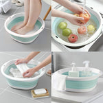 HASTHIP Silicone Collapsible Tub Bucket Set for Kitchen and Camping | 3Pcs Foldable Basin with Hanging Holes and PP TPU Material