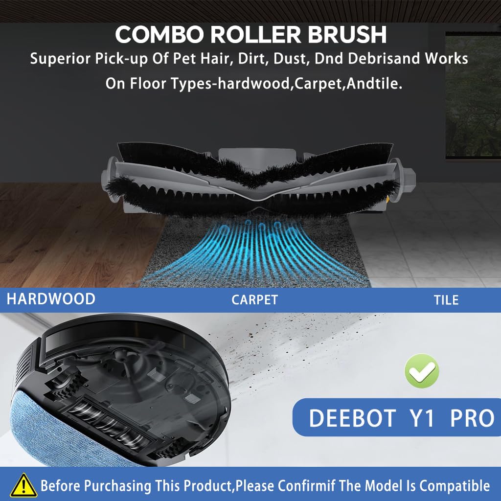 HASTHIP Replacement Accessories for Ecovacs Deebot Y1 Y1 Pro with 8Pcs Kit | Complete Vacuum Maintenance Set