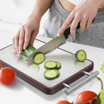 HASTHIP Cutting Board for Kitchen with Double Sided Steel and Ebony Wood 42.5x30.5x2cm