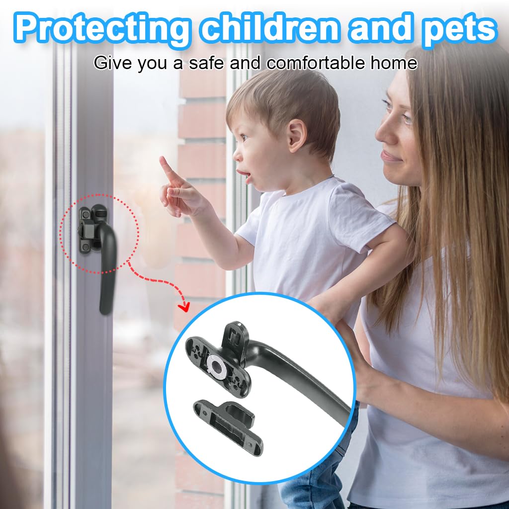 HASTHIP Casement Window Lock Kit for Push Out or Crank Windows with 4 Screws | Aluminum Alloy Right Handle featuring Adjustable Direction
