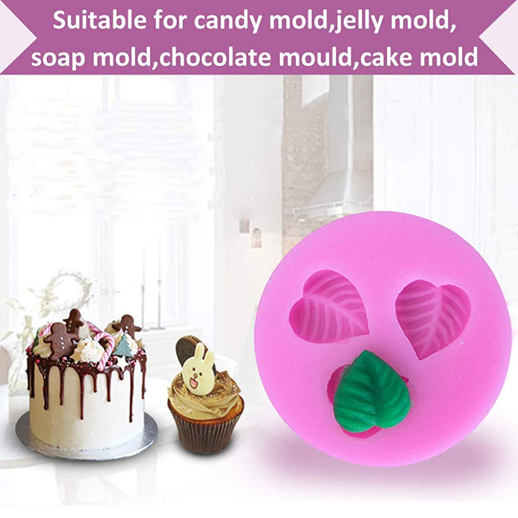 HASTHIP® 10PCS Silicone Leaves Fondant Molds 3D Mini Maple Leaf Rose Shaped DIY Cake Decoration 20 x 10 x 3 Centimeters