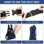 HASTHIP Airplane Footrest for Travel with Adjustable Straps and Wide Hammock Design | Blue