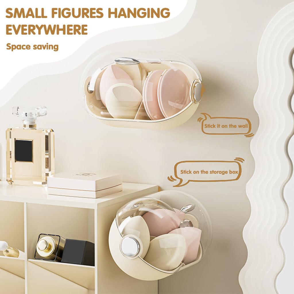 HASTHIP Sponge Blenders Storage Box for Makeup Accessories with Clear Sliding Hood 13.5x9cm