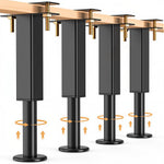 HASTHIP® 4Pcs Adjustable Height Bed Frame Support Legs, 7-12.5 inch Metal Legs, Heavy Duty Center Support Legs for Steel Bed Frame or Wooden Bed-Black