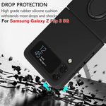 HASTHIP® Samsung Galaxy Z Flip 3 5G Case with Built-In Ring Grip, Anti-Scratch TPU, Shock Absorption, Slim Design, Wireless Charging Compatible, Matte Finish, Black