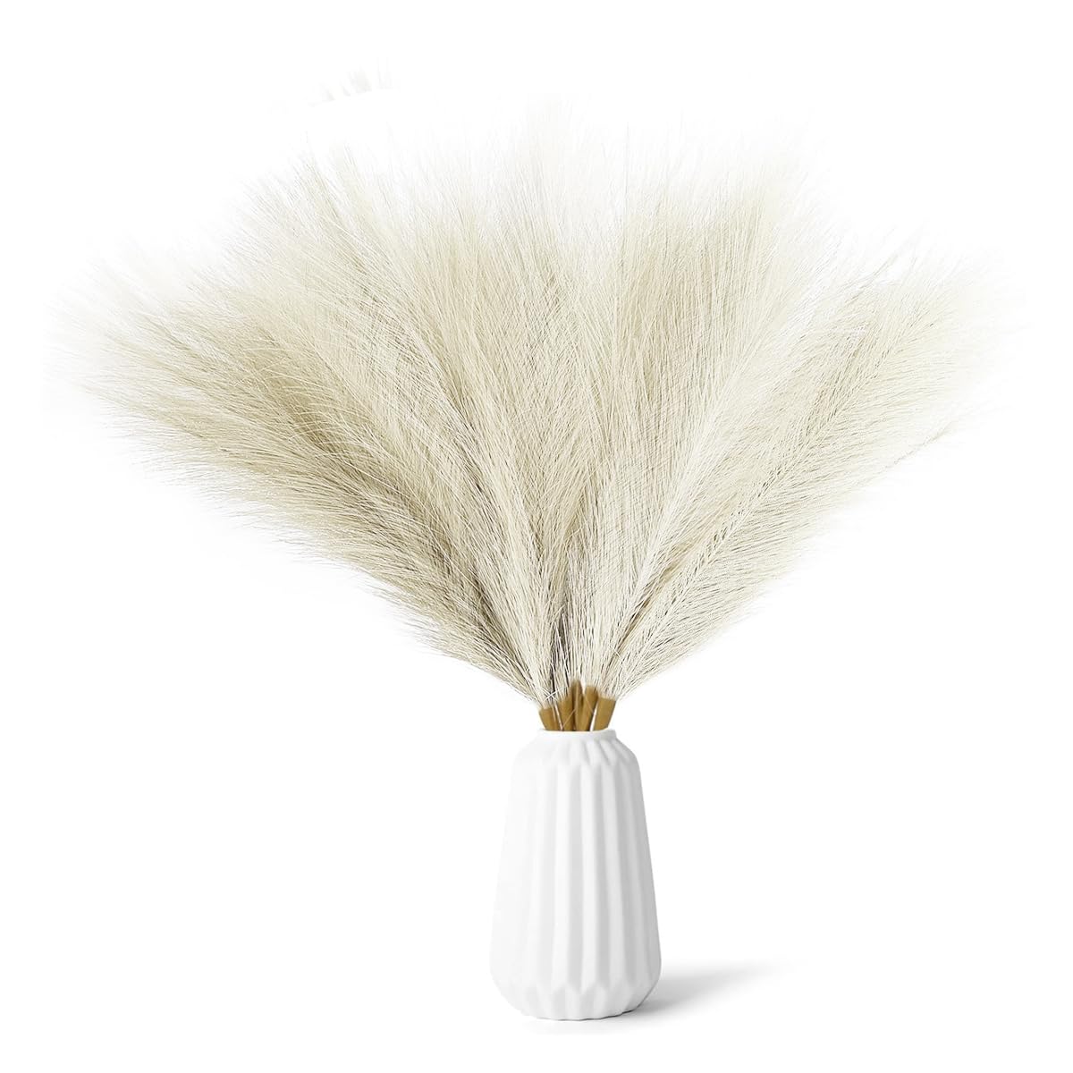 HASTHIP Faux Beige Pampas Grass Decor for Vase Filler and Home Display 20PCS 18in | Elegant Artificial Floral for Wedding and Farmhouse Rooms