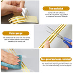 HASTHIP Tile Gap Tape for Home Decoration with Self Adhesive Waterproof PVC 2.5cm x 5m | Golden Foil Finish 3 pcs