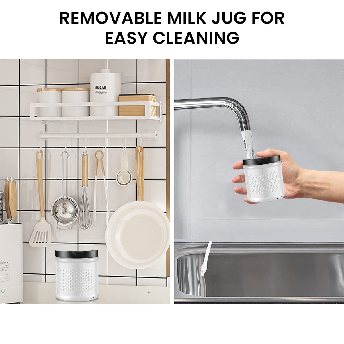 Electric Milk Frother, Electric Milk Frother for for Cold/Hot Milk Frother, Milk Steamer, Non-Stick Coating Milk Frother Milk Foamer Frother Standalone Frother