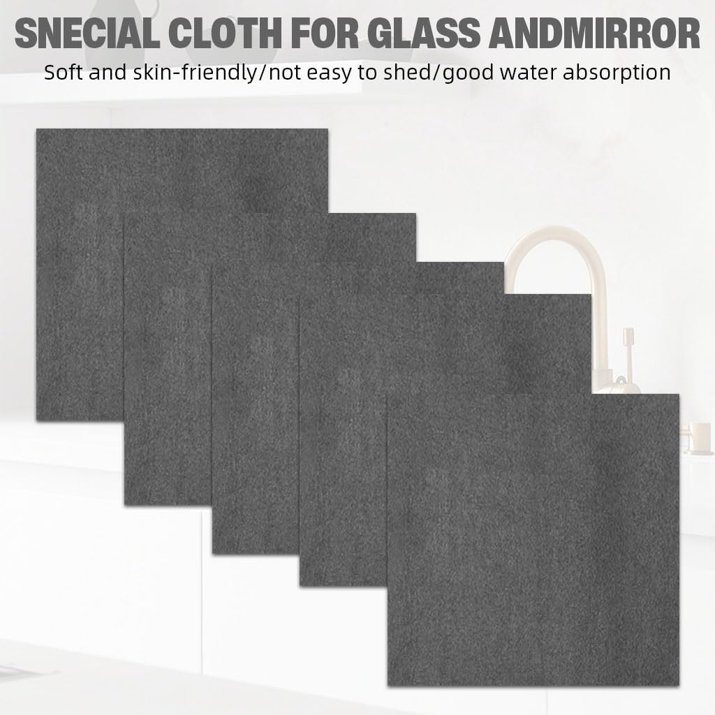 HASTHIP Magic Cleaning Cloth for Windows and Glass 5Pcs 30x30cm | Thickened Microfiber Grey