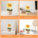 HASTHIP® Crochet Flower Crochet Sunflower Pot Home Decor Mini Handmade Crochet Sunflower Desk Decoration Car Interior Ornament Smile Sunflower Flower Pot Sunflower Artificial Flower Decoration Gift