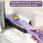 HASTHIP Tile Floor Cleaning Brush for Kitchen and Bathroom with 9.4 in Handheld Design | Rotatable 2 in 1 Scrub Brush and Built in Hair Tweezer